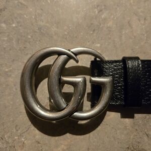 Gucci Black Belt with Silver GG Buckle